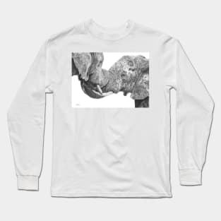 Titanic Embrace African Elephants drawing print Long Sleeve T-Shirt